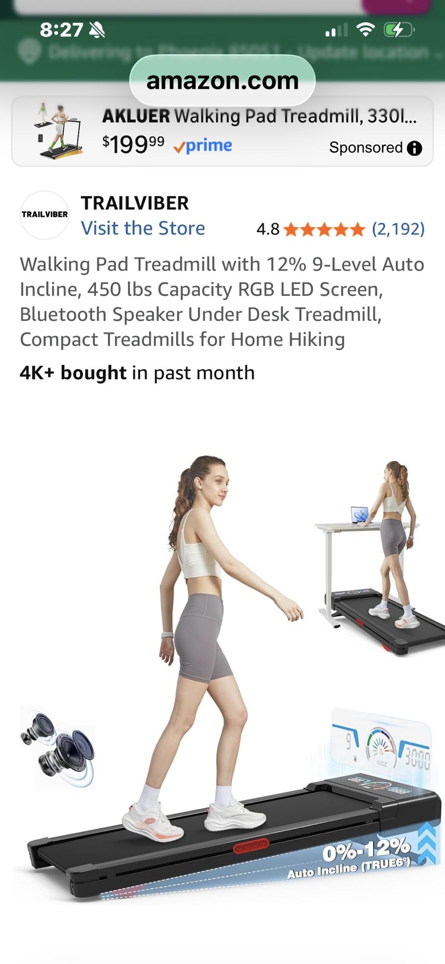 Trail Vibes Walking Pad With 12 Inch Incline 4.8 Stars