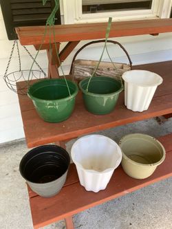 Plastic/Wood/ Metal Plant Pots 8” 9” 10” EACH