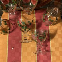 Set Of 6 Vintage Hand Painted Fruit Compotes