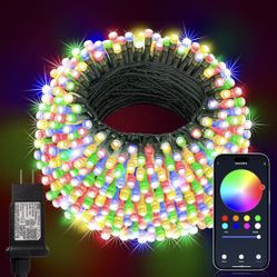 Christmas Lights Outdoor, 196FT 600LEDs String Lights RGB Color Changing, 11 Modes App Control