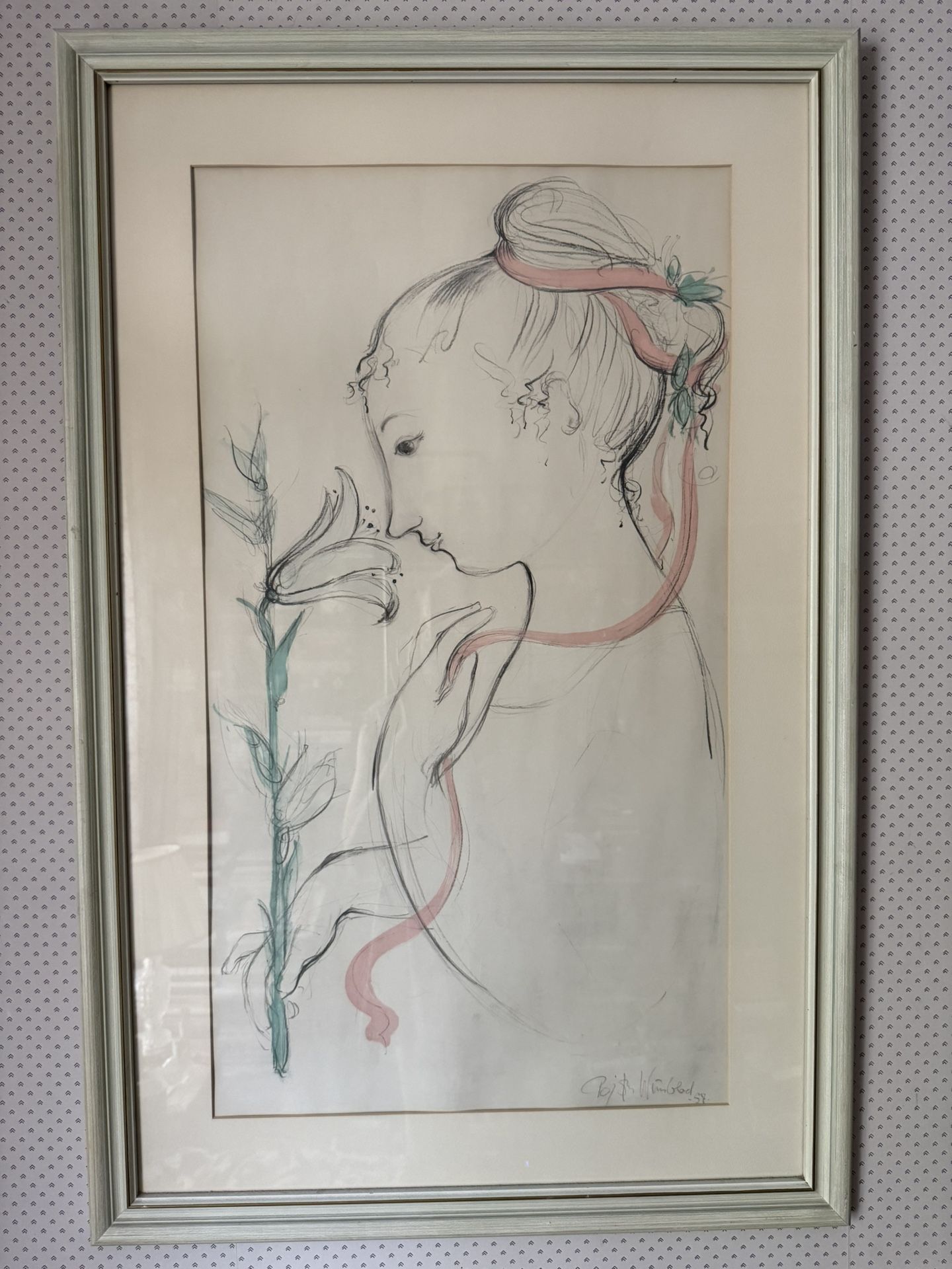 Vintage Framed Lithograph “Little ida’s Flowers” By Bjorn Wiinblad, Pencil Signed