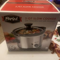 PARINI 2 QT SLOW COOKER BRAND WITH REMOVABLE OVEN SAFE STONEWAREbb NEW SEALED BOX