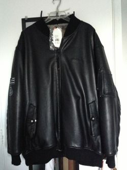 Akademiks Aviator Bomber Black leather jacket