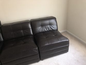 Contemporary style brown color leather sofa