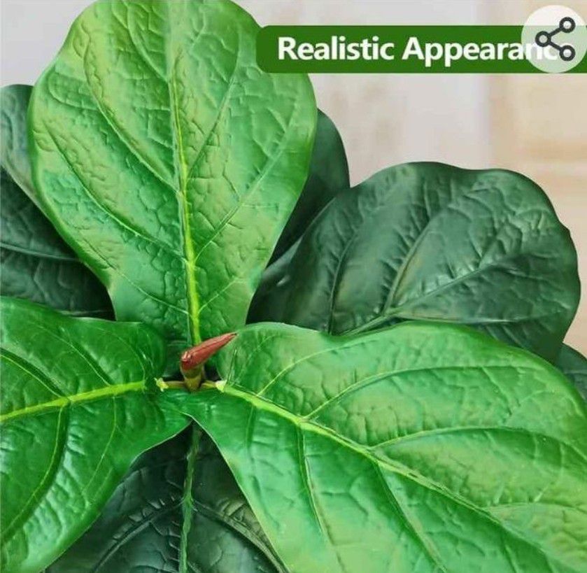 1508: Artificial Plants for Home Decor Indoor Faux Plant Fiddle Leaf Fig Tree 31.5" Tall with 24 Leaves & Pot Large Fake Plant 