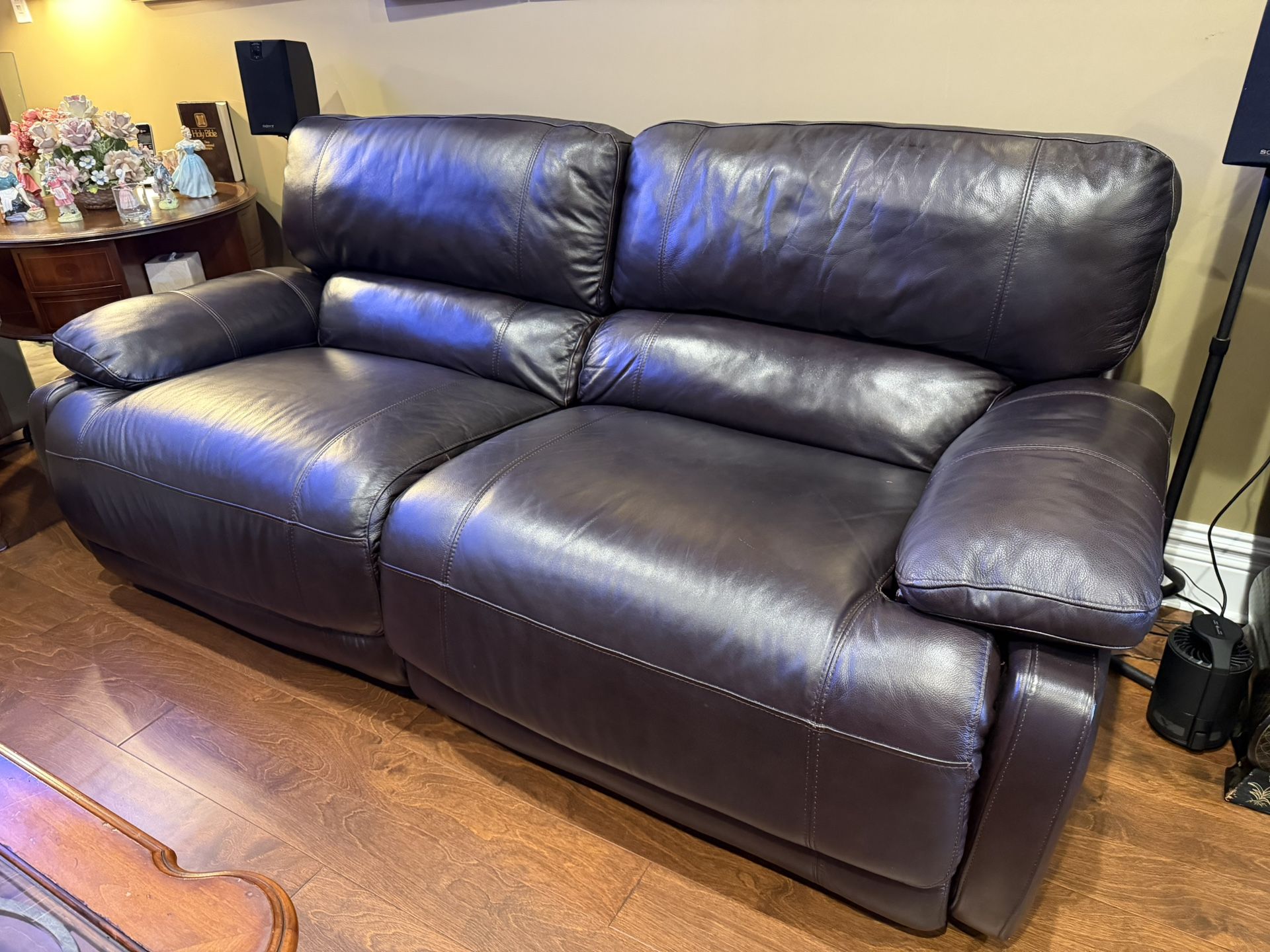 Used  Sofa Brown Leather Recliner Works  Excellent