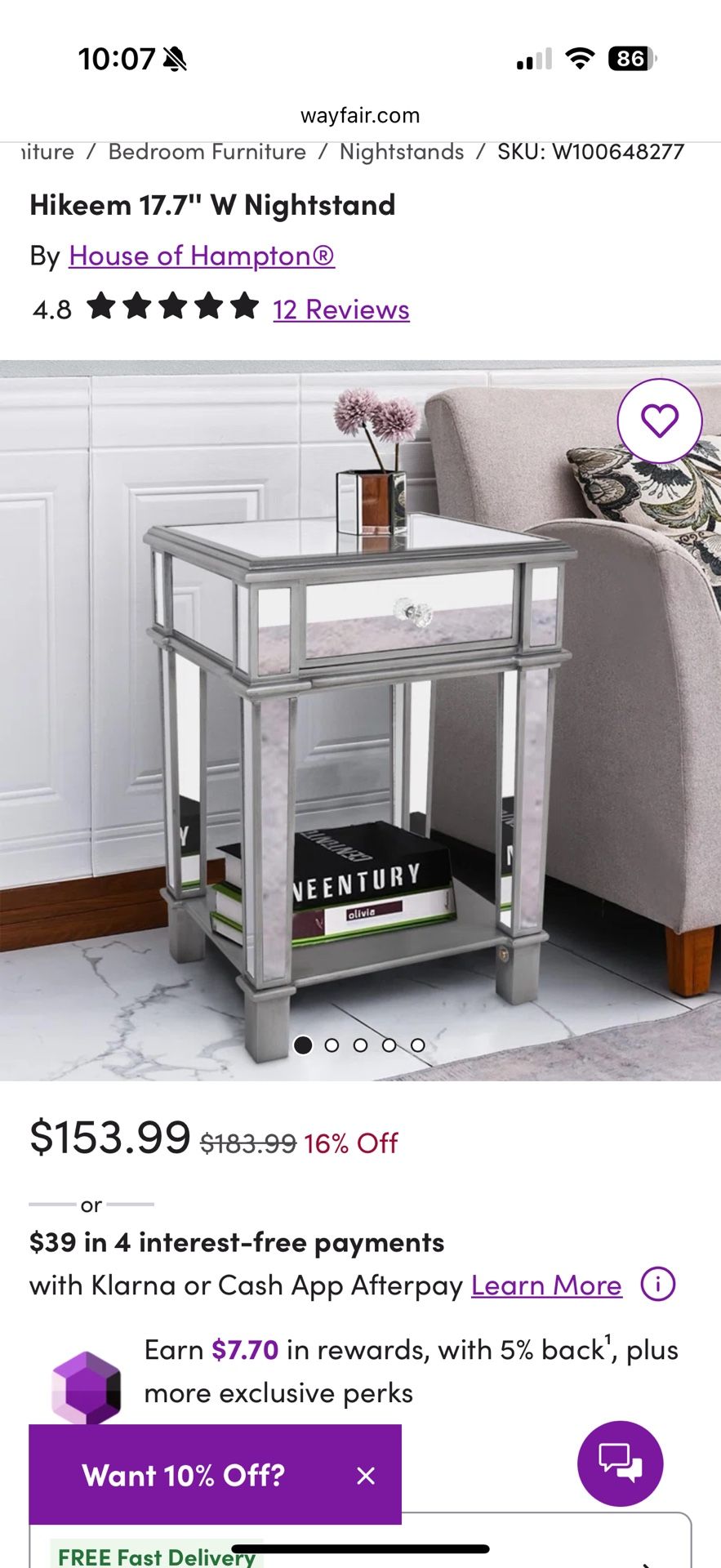 Mirrored Nightstand