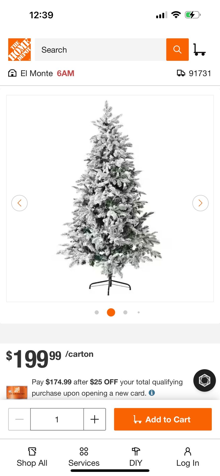 Artificial Unlit Snow Flocked Design Cedar Tree