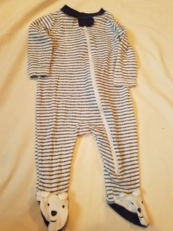 3-6 month Polar Bear zip front footed sleeper