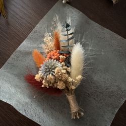 Wedding Boho Modern Dry Flower Boutonnière Lapel Pin Corsage Groom Mother 