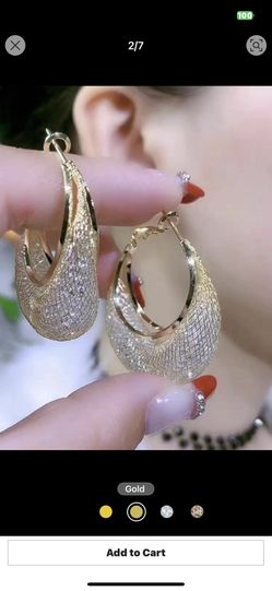 Beautiful Dazzling Mesh Crystal Hoop Earrings