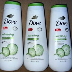 3 bottles Dove Refreshing Body Wash - Cucumber & Green Tea 20oz