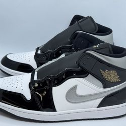Men’s Size 11 Nike Air Jordan 1 SE Mid Black White Metallic Silver