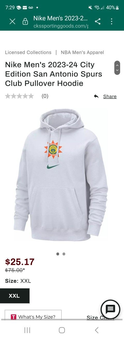 New Nike Men's 2023 24 City Edition San Antonio Spurs Club Pullover Hoodie