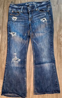Womens Ladies American Eagle Ripped Denim Jeans Pants sz 6 Reg Regular