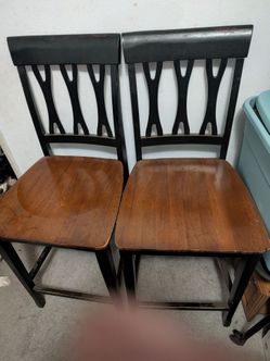 Set of 2 Bar‑Height Chairs – Solid Wood & Sturdy – $25