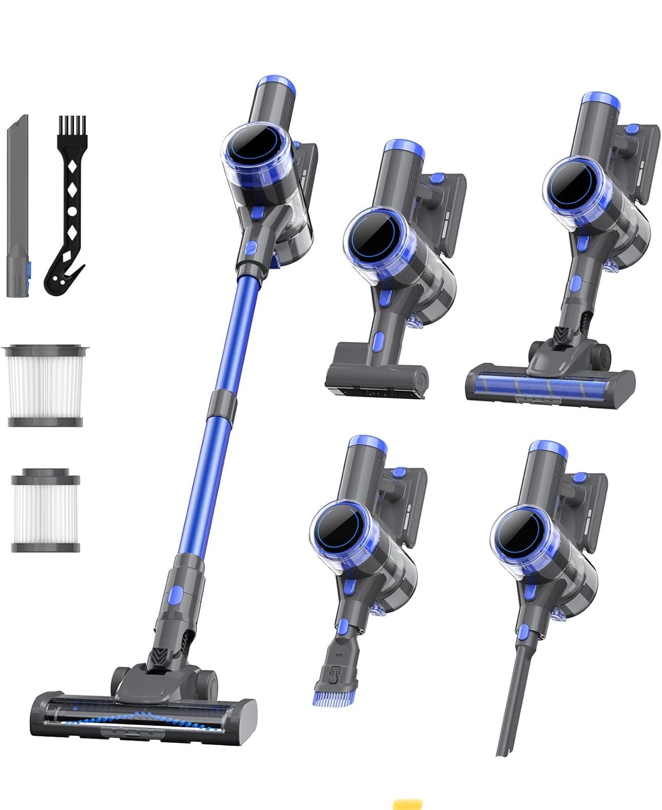 New-Cordless Vacuum Cleaner, 10-in-1 Lightweight Stick Vacuum with 33 kPa Powerful Suction, 45-Min Runtime, Rechargeable Vacuum Cordless for Home Hard