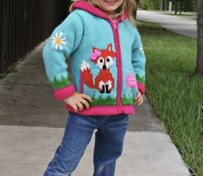 Little Cotton Dress Handmade Kids Wool Hooded Jacket Sweater 