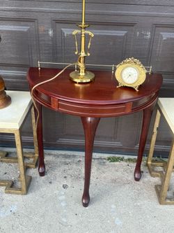 Vintage half moon console table with drawer