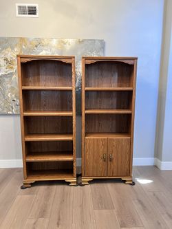 TWO 72” Tall Bookshelves With 5 Adjustable Shelves- Bookcases With Trim Molding  
