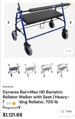 Rollator Walker with Seat | Heavy-Duty Folding Rollator, 700 lb Capacity