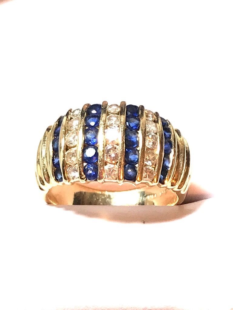 14k Channel Set Sapphire and Diamond Ring