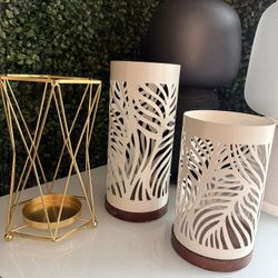 Modern Decorative Candle Holders / Home Decor Set (Gold + Neutral Tones)