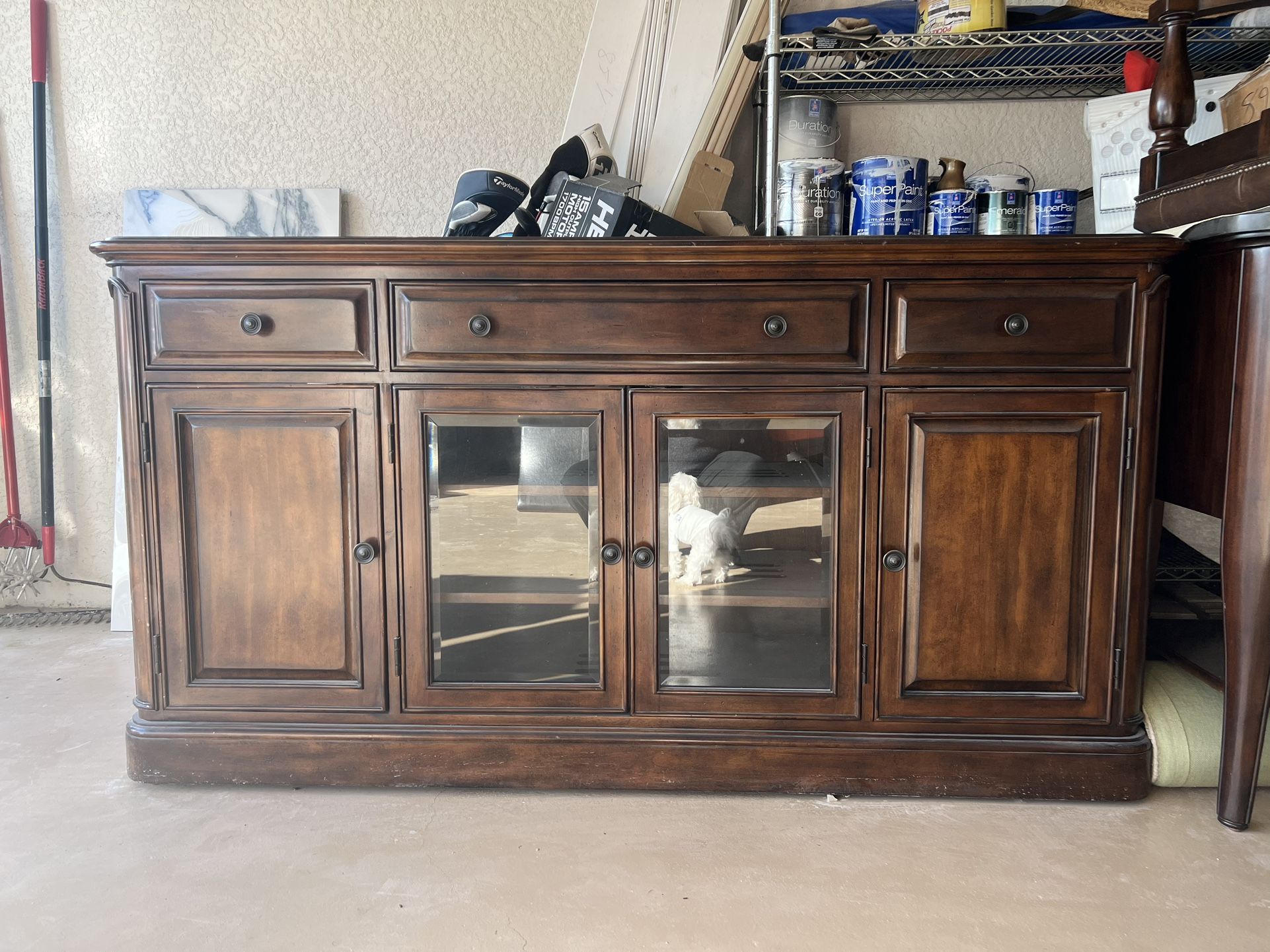 Entertainment Console Real Wood Dark Brown