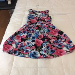 Pink And Blue Rose Dress