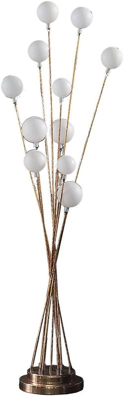 HomeRoots 46" Antiqued Gold Eleven Light LED Metal Floor Lamp-BRWH-B0BK3L3XVR