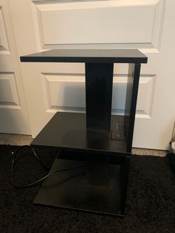 Black End Table with Built-In Power Outlets