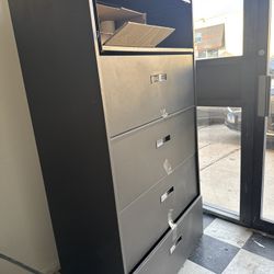 Black Metal Lateral Filing Cabinet – 4 Drawers
