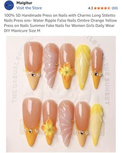 New handmade 3D stiletto shape size medium press on nails
