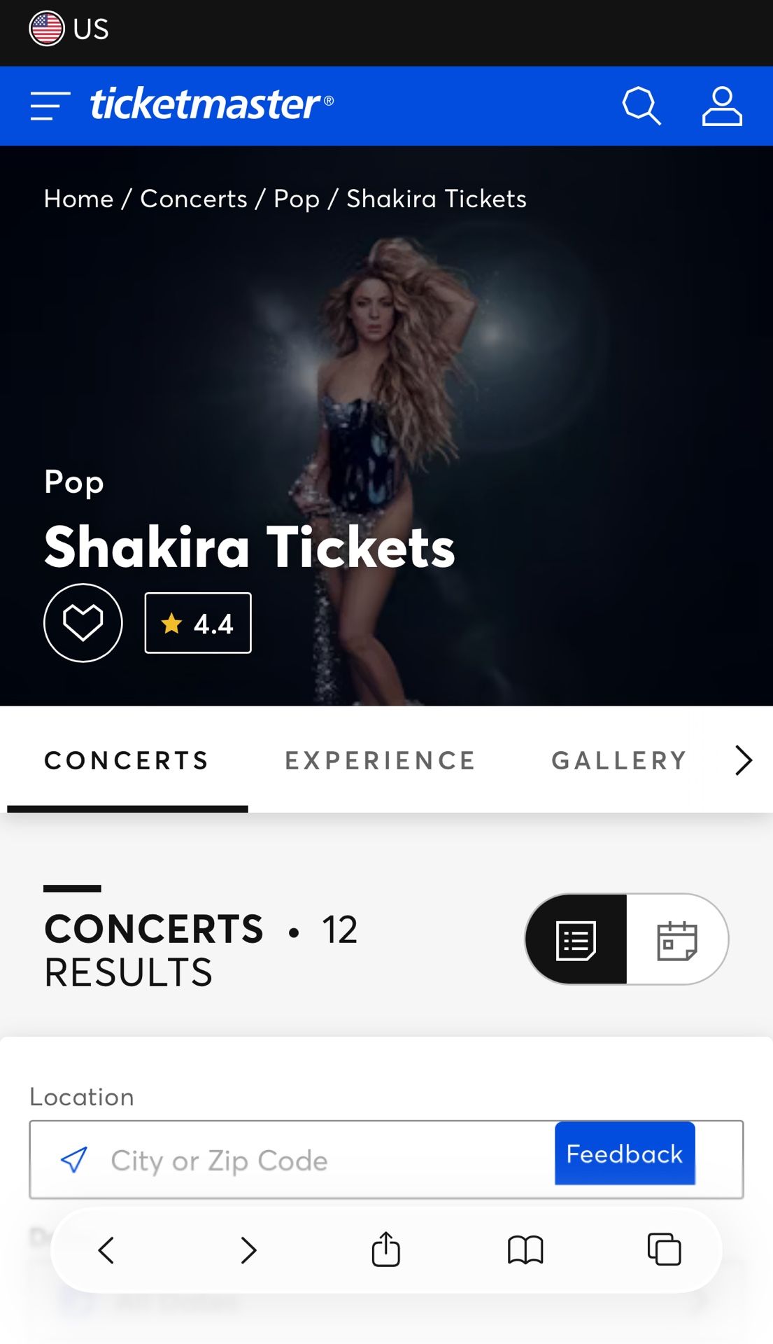 Shakira Concert Tickets August 4th