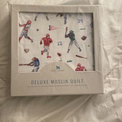Little Unicorn Deluxe Muslin Quilt, Baseball Themed