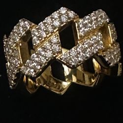 Natural Lab Stone Miami Cuban Link Ring 