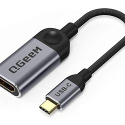 QGeeM USB C to HDMI Adapter 4K Cable, USB Type-C to HDMI Adapter [Thunderbolt 3/4] HDMI for Laptop MacBook Pro/Air, iPhone 15 16 17 Pro max, Dell XPS,