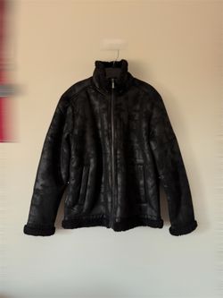 Men’s Faux Leather Hooded Motorcycle Jacket – Black (Size S)