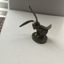 Vintage Solid Brass miniature "Rabbit" figurine, sit on a small base. 41mm tall