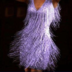 Dresses Tassels V NeckShort Sleeveless Slim

Bodycons Mini Dress Purple