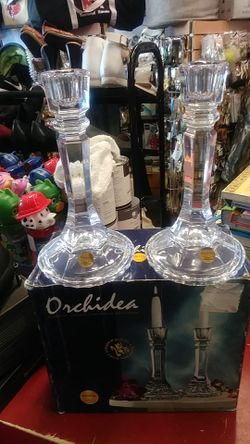 Brand New in Opened Box Crystal Candle Holders