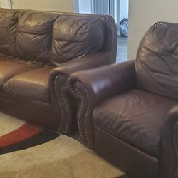 Classic Leather Couch and Recliner 