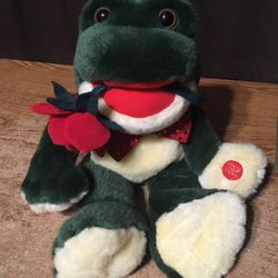 Jerry Elsner Musical Green Valentine Romeo Frog Sitting With Rose Working Plays The Twist