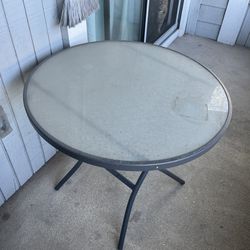 32in Tempered Glass Round Foldable Table