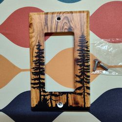 Brown Light Switch Cover Outlet Plate With Tree Design For Home Decor 