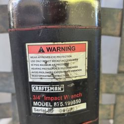 3/4 Inch Air Impact Wrench Craftsman  Professional Series 