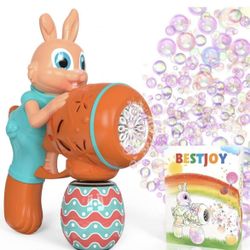 Easter Bubble Gun for Toddlers 1-3 - Bunny Bubble Machine Easter Basket Stuffers for Boys & Girls, Automatic Bubble Blower Easter Toys for Kids Ages 4