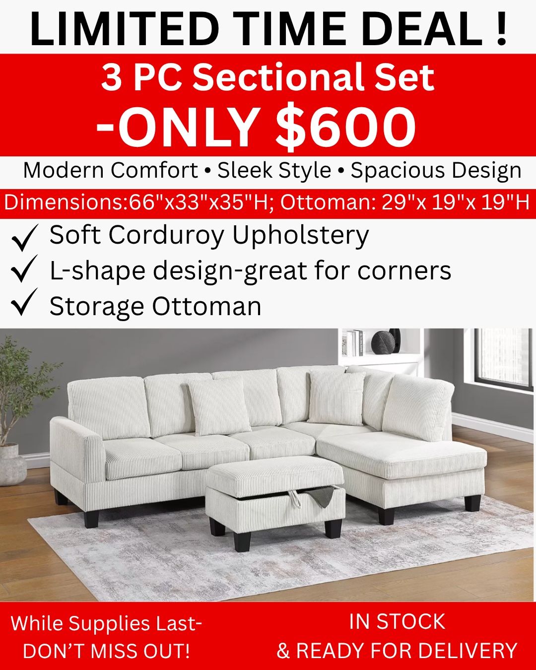 3 Pc Sectional Set