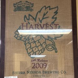 Sierra Nevada 2009 Vintage Hop Bag Wet Hop Ale Picture Frame