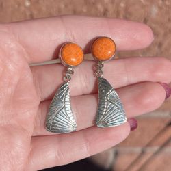 Orange Coral Earrings 